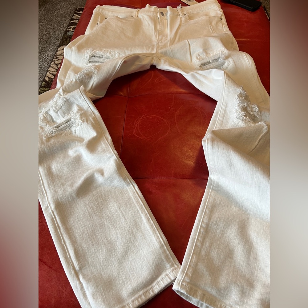 Mnml X201 Stretch White Distressed Men Jeans size 38